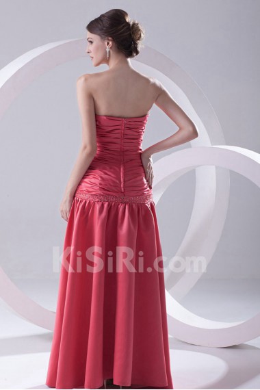 Sweetheart Floor Length Satin Dress with Directionally Ruched Bodice