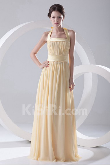 Chiffon Strapless Column Floor Length Dress with Sash