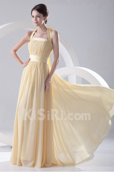 Chiffon Strapless Column Floor Length Dress with Sash