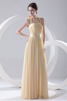 Chiffon Strapless Column Floor Length Dress with Sash