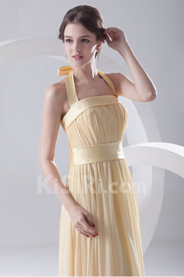 Chiffon Strapless Column Floor Length Dress with Sash