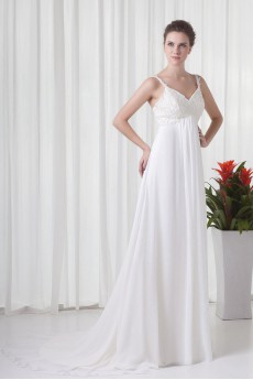 Chiffon Column Dress with Embroidery