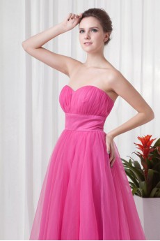 Net Sweetheart A Line Dress with Sash