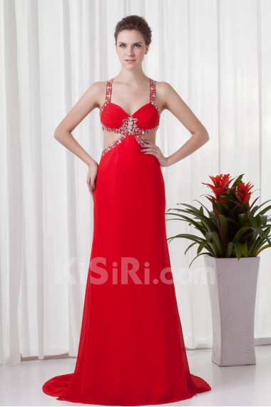 Chiffon Straps Column Dress with Sequins