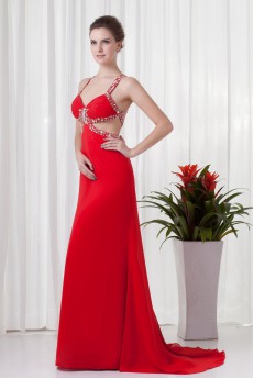 Chiffon Straps Column Dress with Sequins