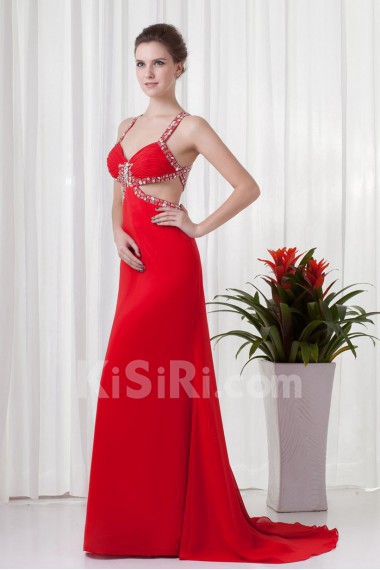 Chiffon Straps Column Dress with Sequins