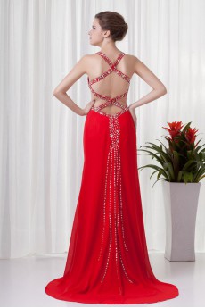 Chiffon Straps Column Dress with Sequins