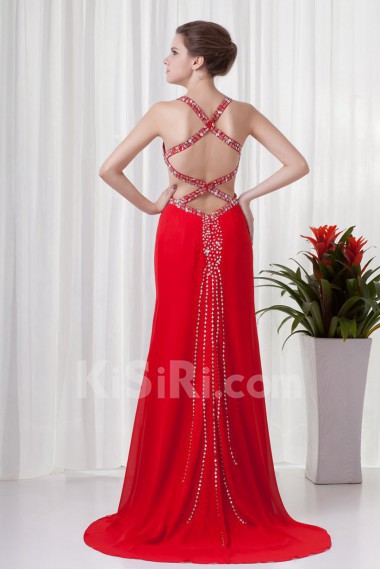 Chiffon Straps Column Dress with Sequins