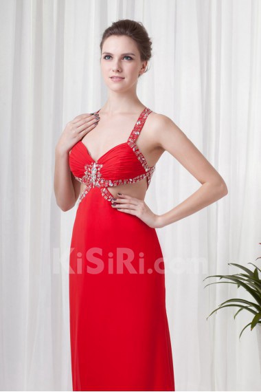 Chiffon Straps Column Dress with Sequins