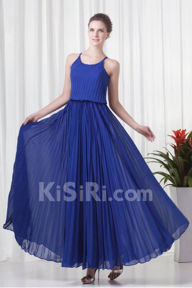 Chiffon Column Ankle-Length Dress with Directionally Ruched Bodice