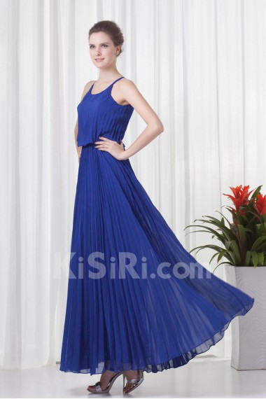 Chiffon Column Ankle-Length Dress with Directionally Ruched Bodice