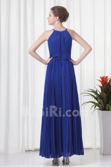 Chiffon Column Ankle-Length Dress with Directionally Ruched Bodice