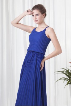 Chiffon Column Ankle-Length Dress with Directionally Ruched Bodice