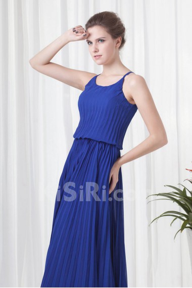 Chiffon Column Ankle-Length Dress with Directionally Ruched Bodice