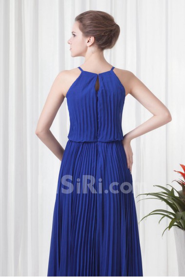 Chiffon Column Ankle-Length Dress with Directionally Ruched Bodice