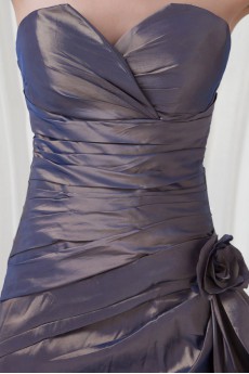 Taffeta Strapless Sheath Dress with Hand-made Flower