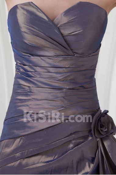 Taffeta Strapless Sheath Dress with Hand-made Flower