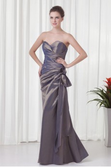 Taffeta Strapless Sheath Dress with Hand-made Flower