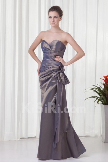 Taffeta Strapless Sheath Dress with Hand-made Flower