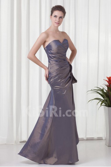 Taffeta Strapless Sheath Dress with Hand-made Flower