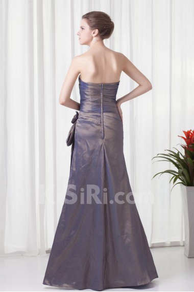 Taffeta Strapless Sheath Dress with Hand-made Flower