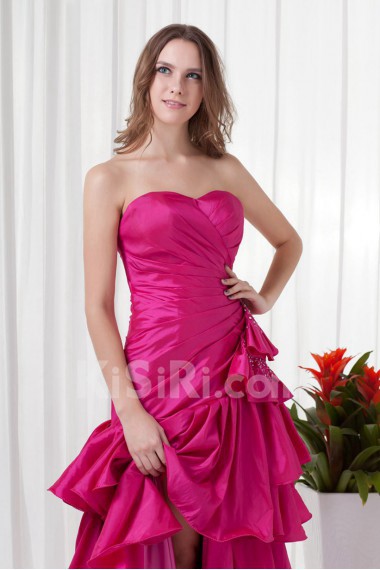 Taffeta Sweetheart A Line Dress with Gathered Ruched Bodice