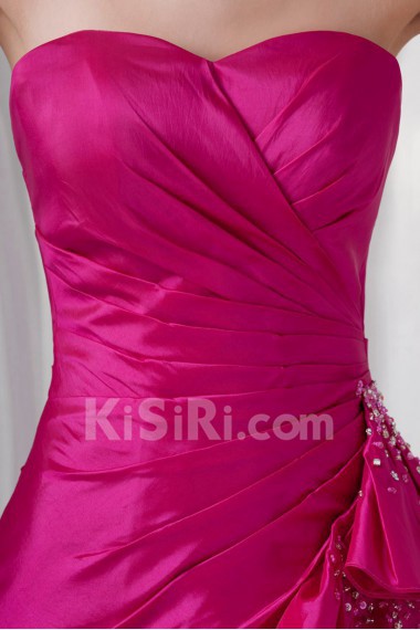 Taffeta Sweetheart A Line Dress with Gathered Ruched Bodice