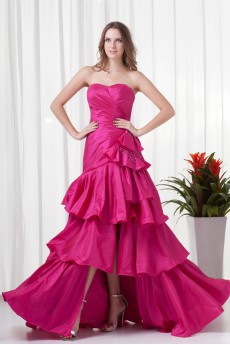 Taffeta Sweetheart A Line Dress with Gathered Ruched Bodice