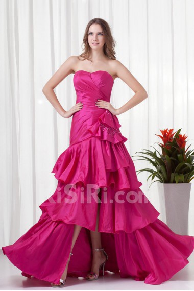 Taffeta Sweetheart A Line Dress with Gathered Ruched Bodice