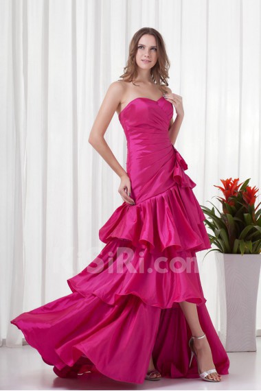 Taffeta Sweetheart A Line Dress with Gathered Ruched Bodice