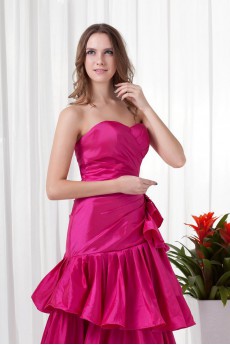 Taffeta Sweetheart A Line Dress with Gathered Ruched Bodice