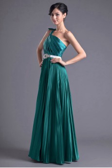 Satin One Shoulder Column Dress with Sash