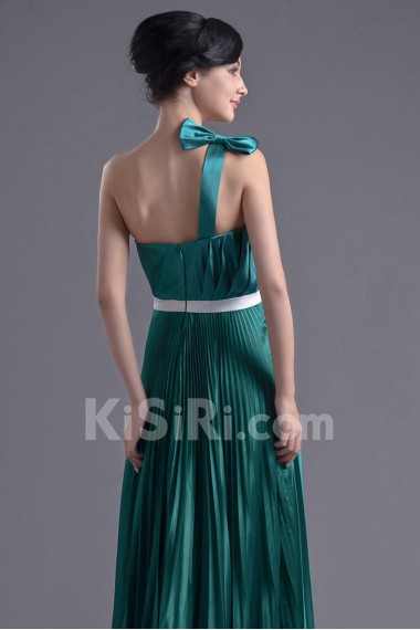 Satin One Shoulder Column Dress with Sash