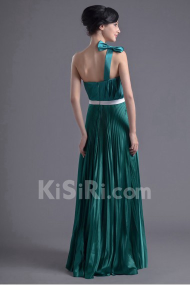 Satin One Shoulder Column Dress with Sash