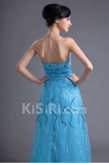 Organza Sweetheart A Line Dress with Sash and Sequins