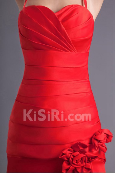 Satin Sheath Dress with Directionally Ruched Bodice