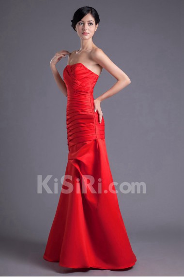 Satin Sweetheart A Line Dress with Gathered Ruched Bodice