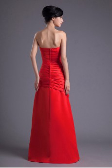 Satin Sweetheart A Line Dress with Gathered Ruched Bodice