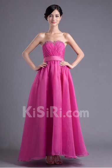 Organza Sweetheart A Line Dress with Sash and Sequins