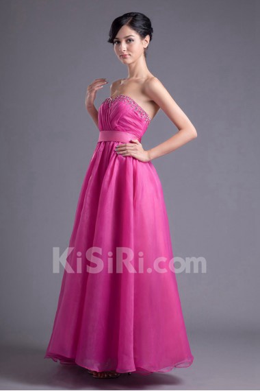 Organza Sweetheart A Line Dress with Sash and Sequins