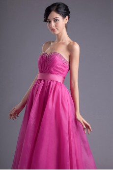 Organza Sweetheart A Line Dress with Sash and Sequins