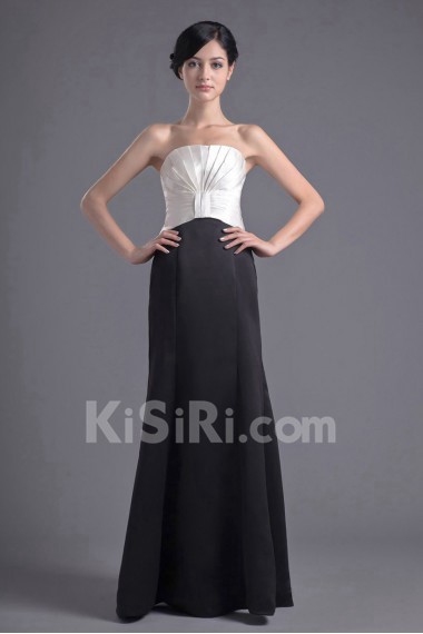 Satin Strapless Empire Dress with Gathered Ruched Bodice