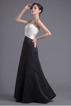 Satin Strapless Empire Dress with Gathered Ruched Bodice