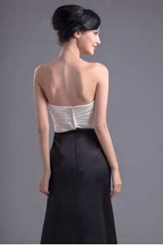 Satin Strapless Empire Dress with Gathered Ruched Bodice