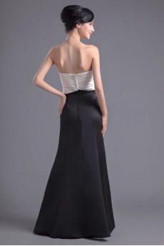 Satin Strapless Empire Dress with Gathered Ruched Bodice