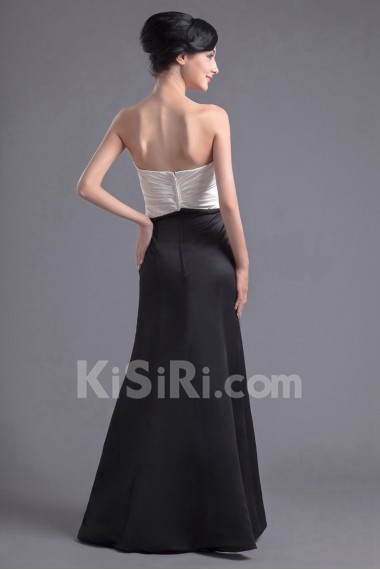 Satin Strapless Empire Dress with Gathered Ruched Bodice