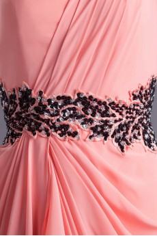 Chiffon Asymmetrical Column Dress with Sequins