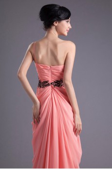 Chiffon Asymmetrical Column Dress with Sequins