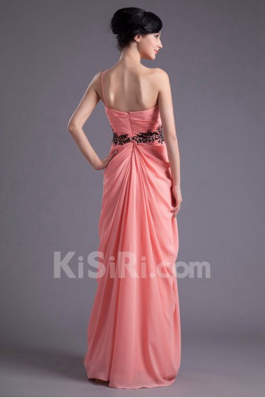 Chiffon Asymmetrical Column Dress with Sequins