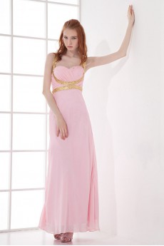 Chiffon Sweetheart Column Dress with Sequins